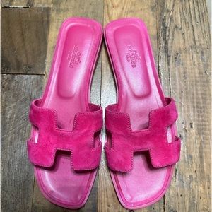 Hermes pink suede oran 36.5